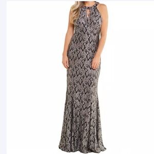 Elegant two tone Lace Evening Gown